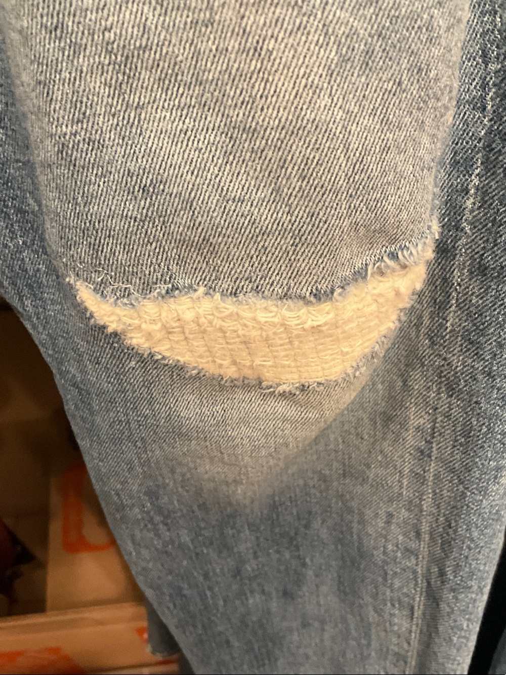 MOTHER Medium Blue Distressed Straight-Leg Jeans - Picture 3 of 8
